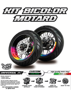 KIT ADESIVI CERCHI MOTARD BICOLOR grafiche ruote moto 17'' universali